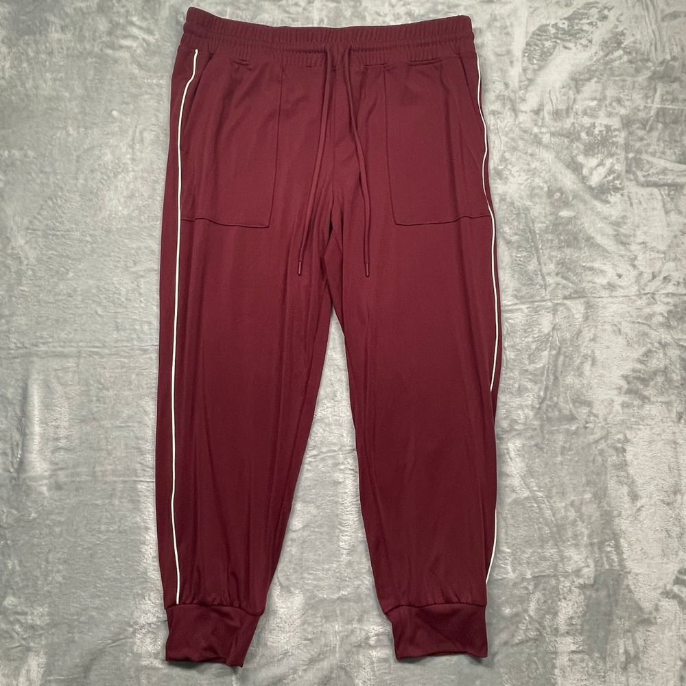 Lou & Grey Joggers Mens XL Burgundy Maroon Side Stripe Drawstring Athletic Pants